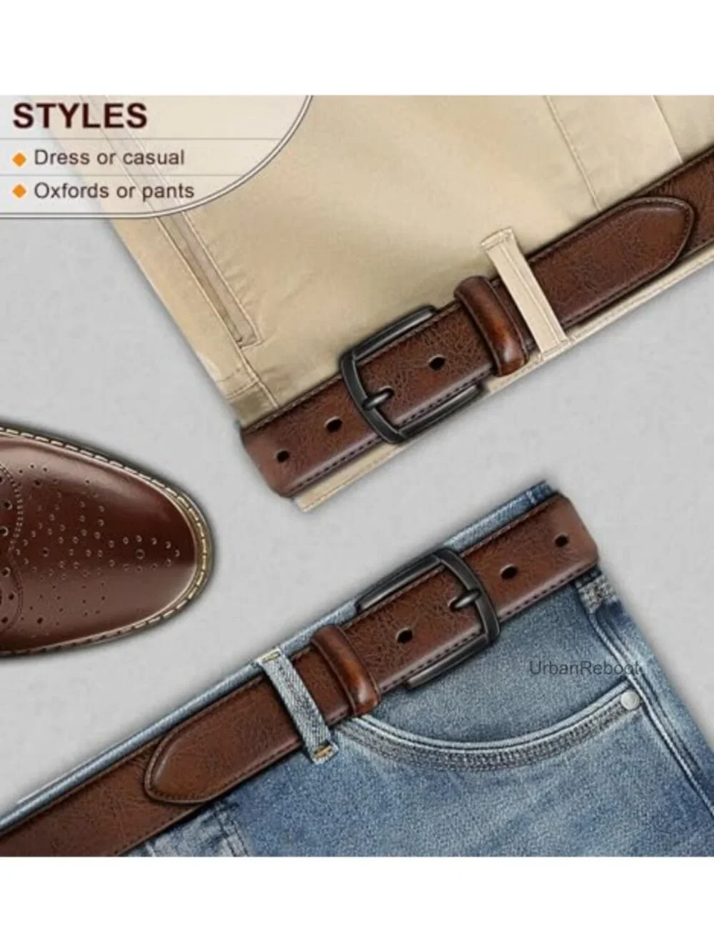 Men's Genuine Leather Grommet Belt 1 3/8